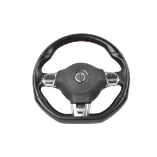Lenkrad VW Golf 6 GTI 35 abgeflacht MFA Leder gelocht schwarz Airbag 5K0419091AM-5K0880201K