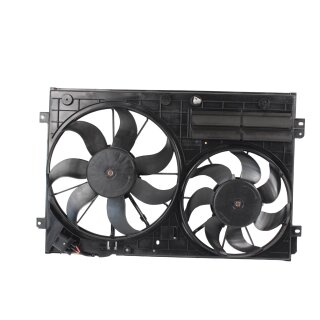 Lüfterzarge-2 x Lüftermotor Kühler 1K0121207BC VW Scirocco 2,0 TSI Seat Skoda Audi Lüftermotor groß Temic 1K0959455FE Baugleich 1K0959455FR 300Watt 360mm,  Lüfter klein Temic 1K0959433CR Baugleich 1K0959455ET 200Watt 295mm