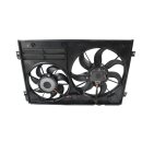 Lüfterzarge-2 x Lüftermotor Kühler 1K0121207BC VW Scirocco 2,0 TSI Seat Skoda Audi Lüftermotor groß Temic 1K0959455FE Baugleich 1K0959455FR 300Watt 360mm,  Lüfter klein Temic 1K0959433CR Baugleich 1K0959455ET 200Watt 295mm